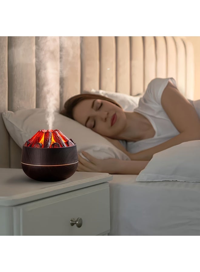 HIAS Elegant Charcoal Fire Humidifier, Carbon Fire Cool Mist with Wood Grain – Ultra-Quiet 200ml Desktop Humidifier for Bedroom Office - Image 3